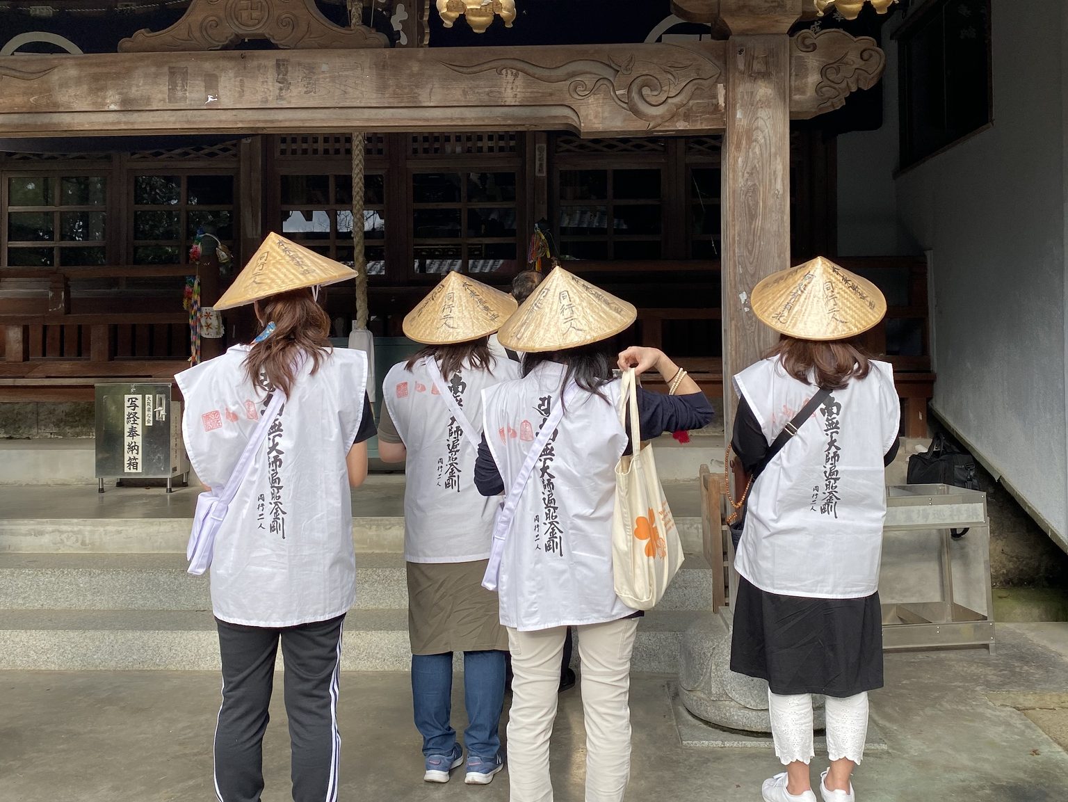 Group of Pilgrim Girls at the Temple